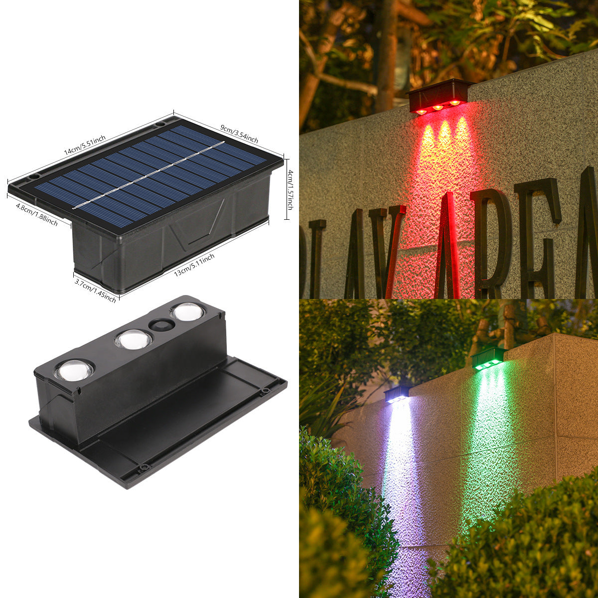 Outdoor Solar RGB Wandmontierte Akzentlichter mit Dual-Strahl Waterproof Design Brehn