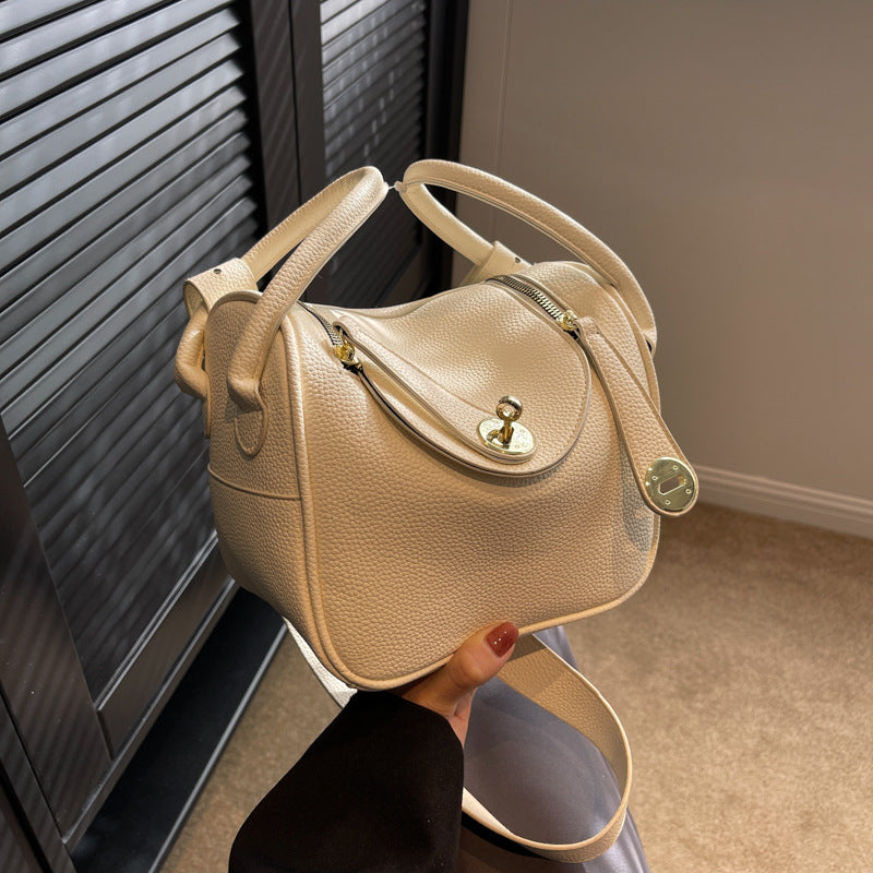 Strukturierte Lederhandtasche Brehn
