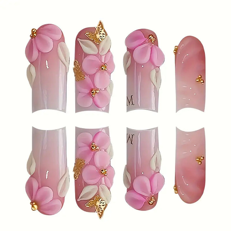 Floral-Accent Press-On Nail Art Brehn
