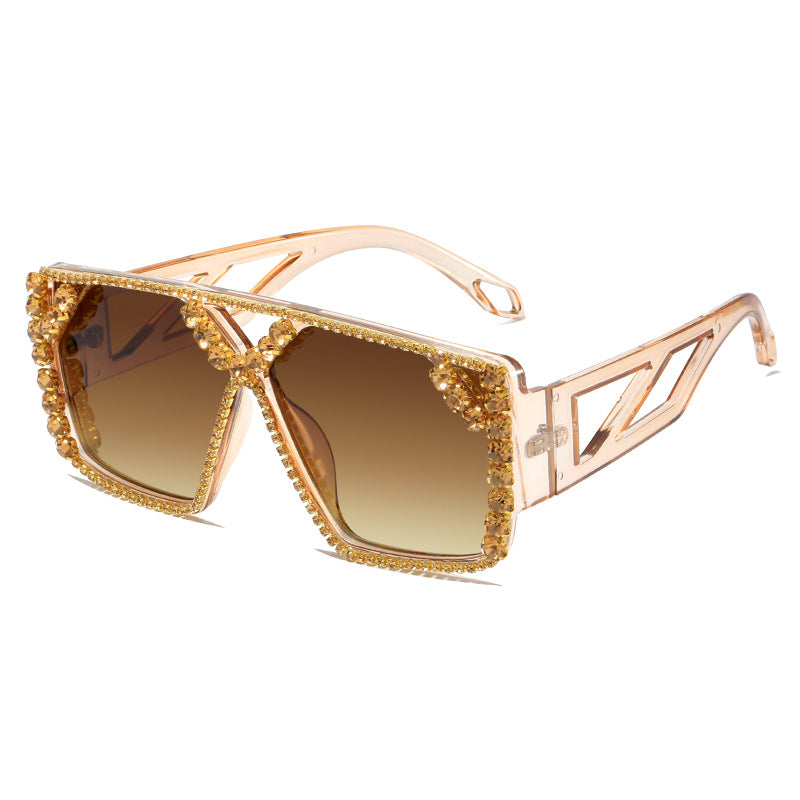 Damen Glamouröse Oversized-Sonnenbrille mit funkelndem Rahmen und UV-Schutz Brehn