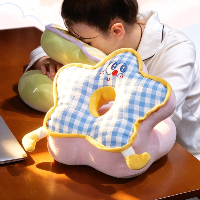 ergonomisches orthopädisches Babykopfkissen mit Loch und weichem Plüschbezug