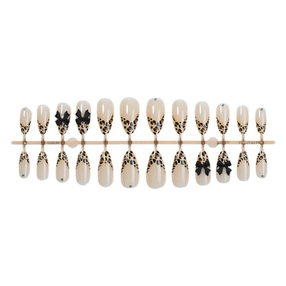 Chic Leopard Print Schleifen Press-On Nagelset Brehn