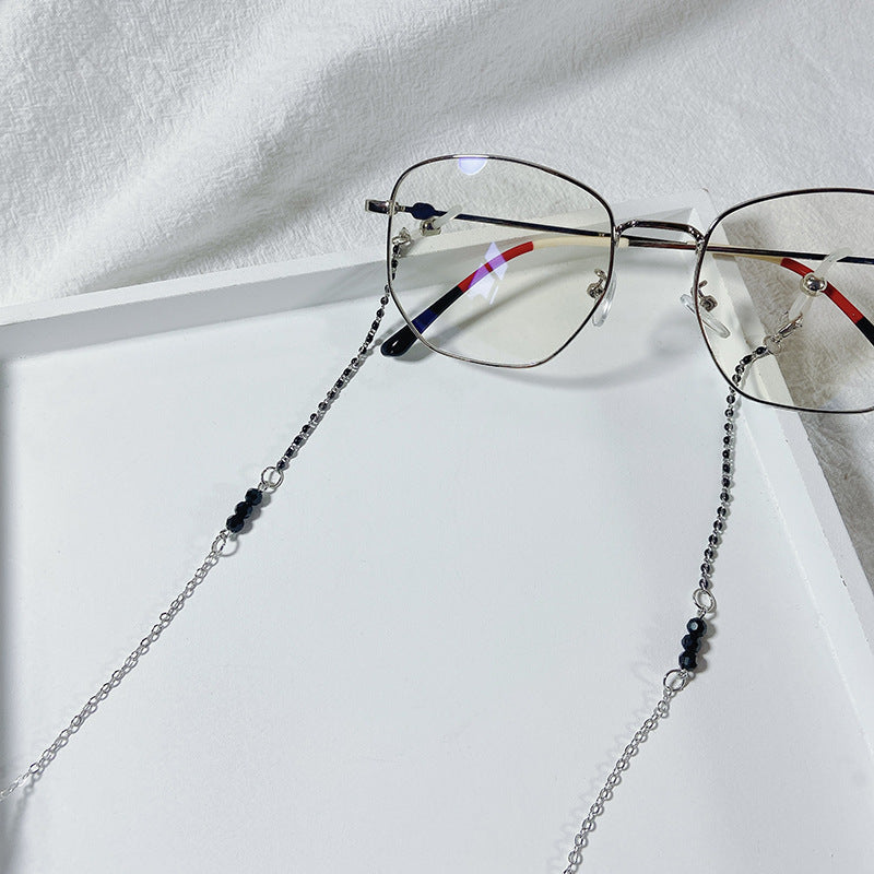 Elegante Brillenhalterkette mit Schwarzen Perlen Brehn