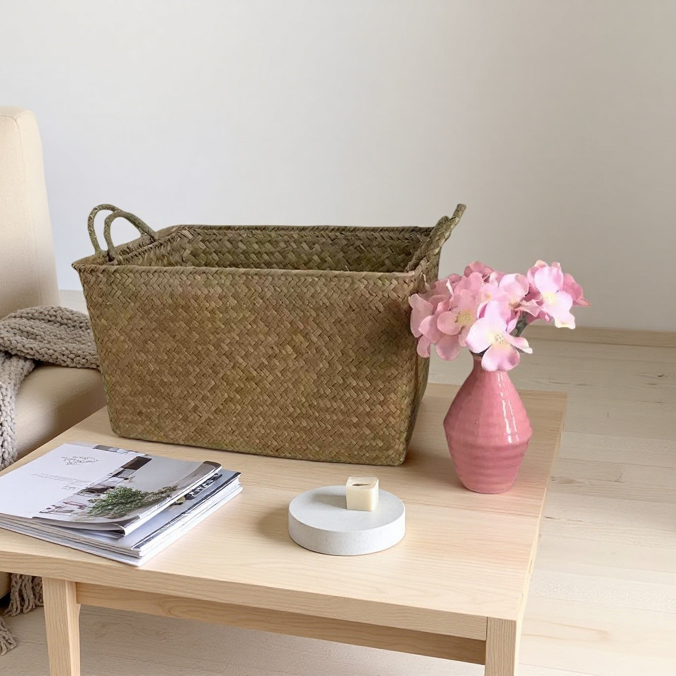 Damen Korb mit handgewebtem Design Brehn
