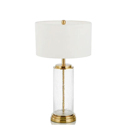 Elegante Glas- und Metalltischlampe