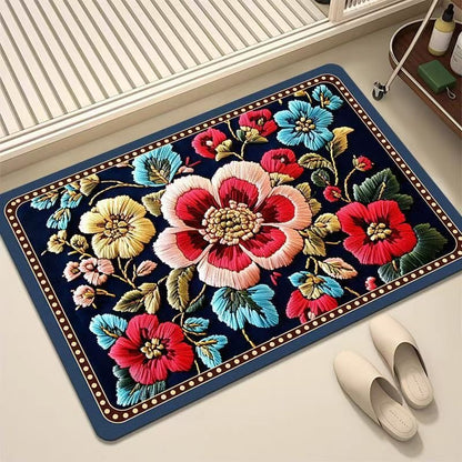 Luxuriöser Bestickter Floraler Teppich Brehn