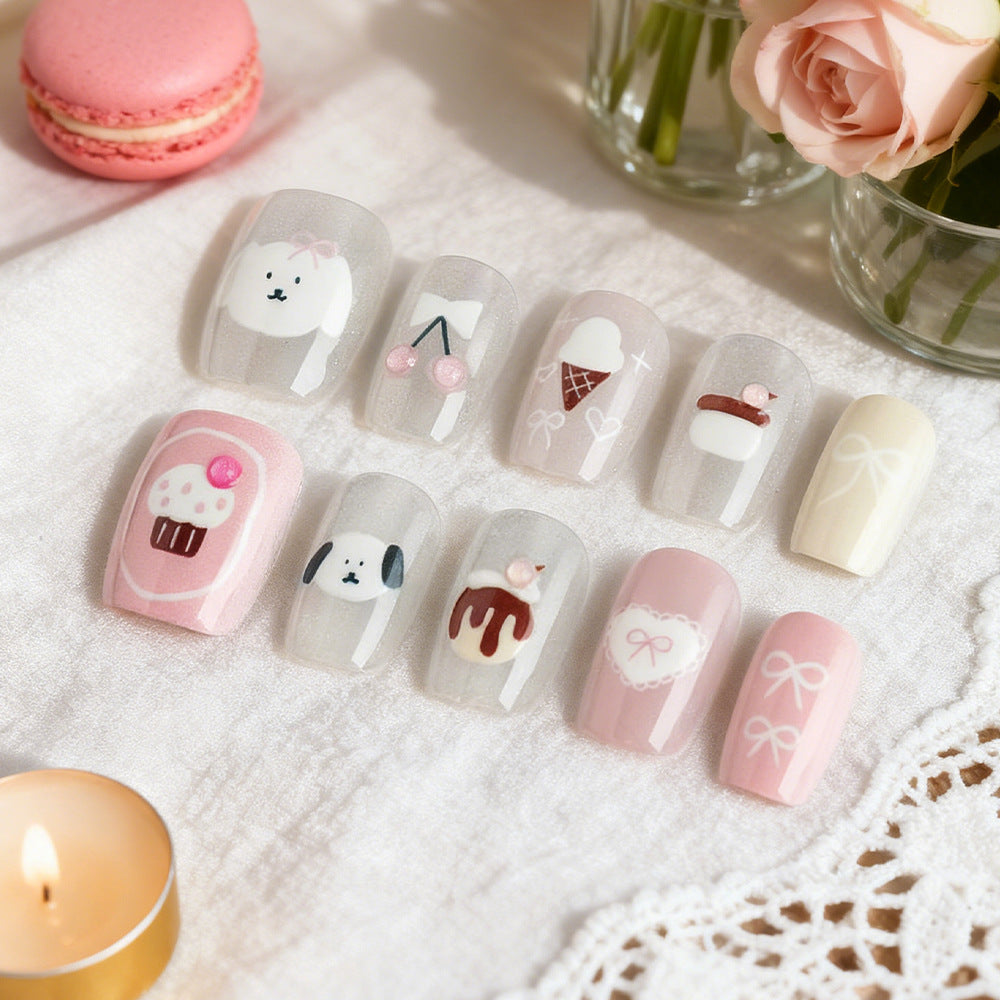 Niedliches thematisches Press-On Nagelset Brehn
