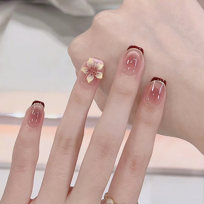 Elegante florale Acryl-Nagelkunstverlängerungen