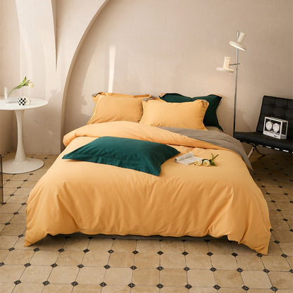 Wendbare Baumwoll-Satin Bettdeckenbezug und Kissenbezug Set
