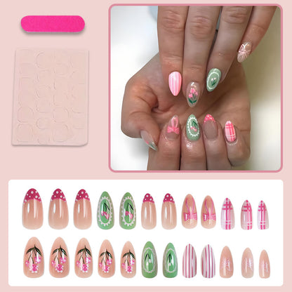 Kunstnagelset mit floralen und verspielten Designs Brehn