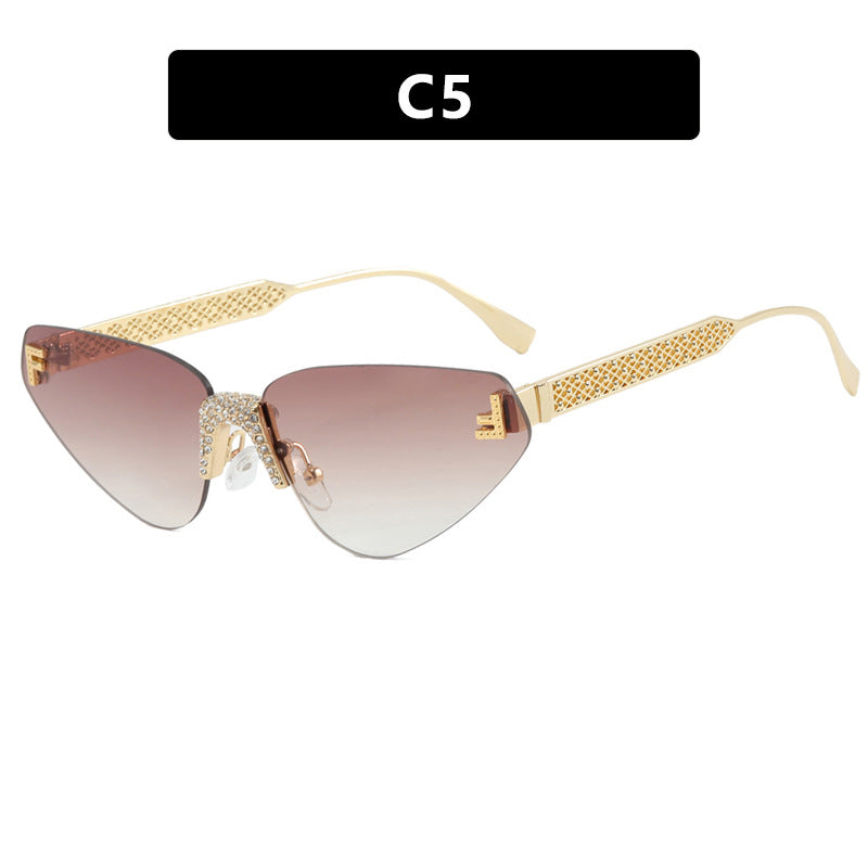 Damen Designer Katzenaugen-Sonnenbrille mit funkelndem Strass-Besatz Brehn