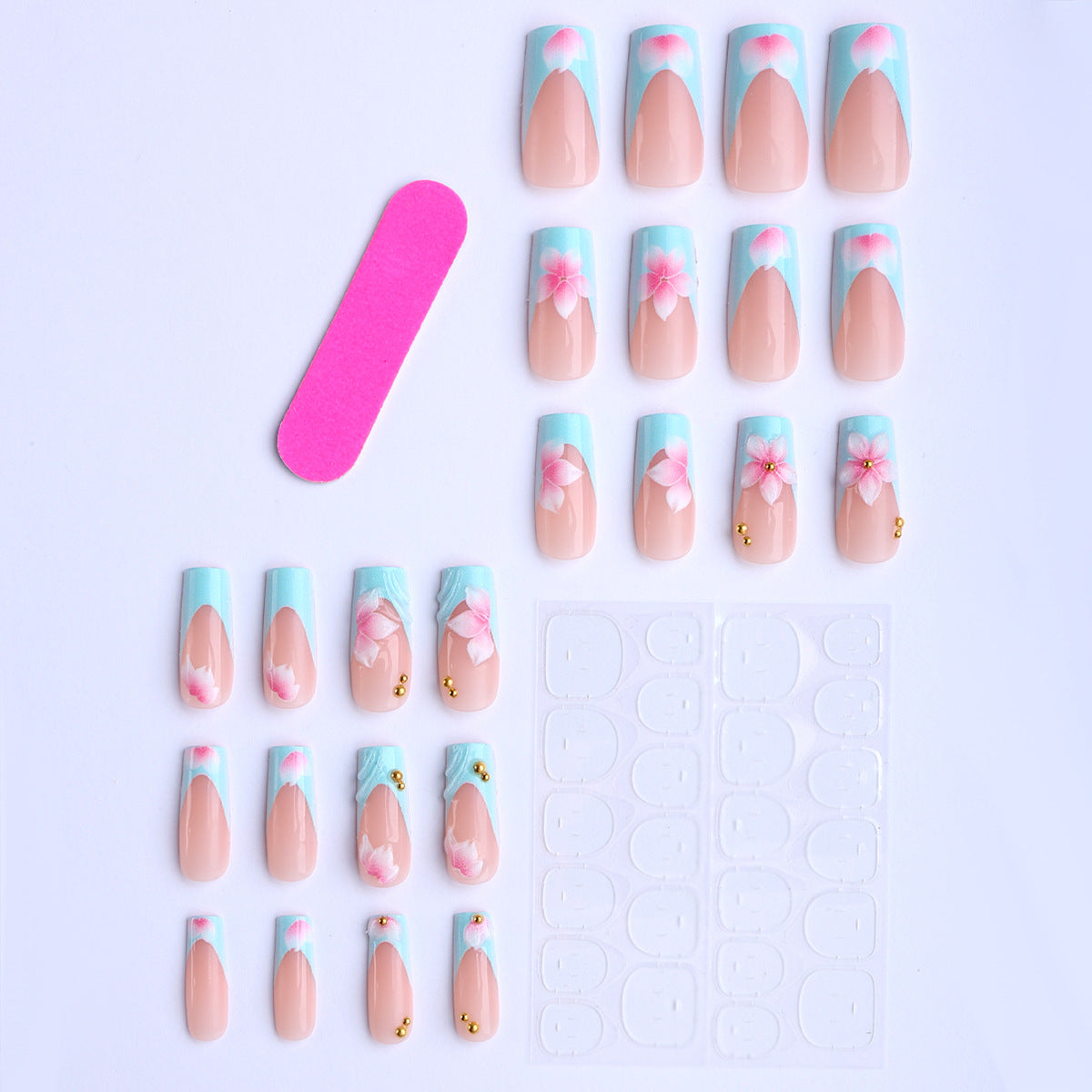 Künstliche Fingernägel mit Floralem Design und Glitzerakzenten Brehn