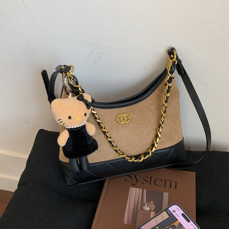 Gepolsterte Wildleder Schultertasche Brehn