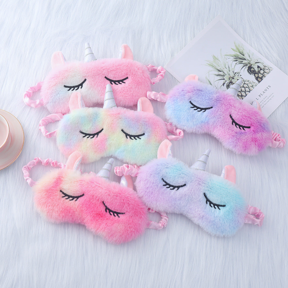 Damen nan plüschgefüllte Einhorn Schlafmaske mit 3D-Horn, gestickten Wimpern und verstellbarem Satinband Brehn