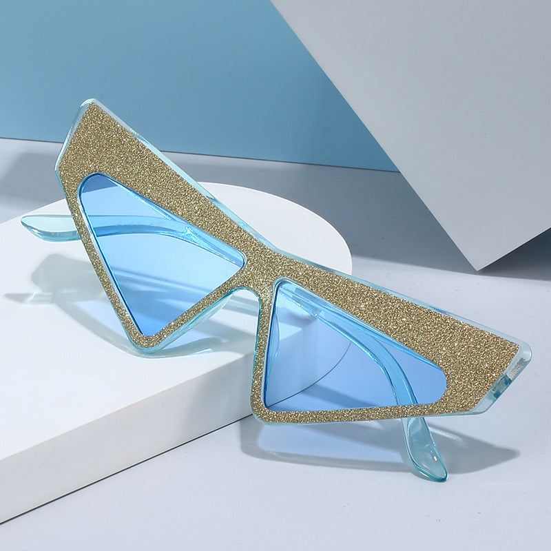 Damen futuristische Sonnenbrille mit glitzerndem Rahmen Brehn