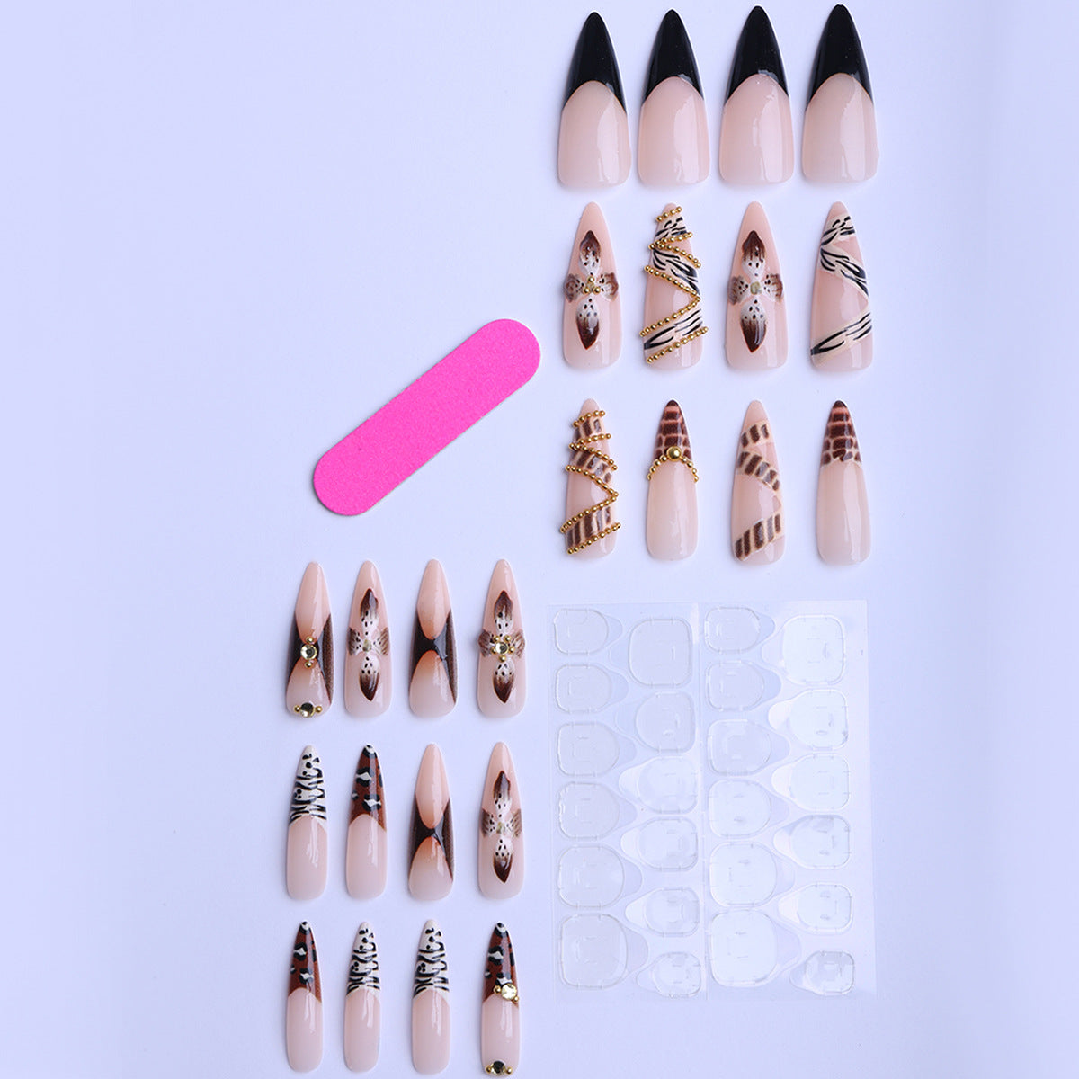 Künstliche Stiletto Kunstnägel mit Glamourösen Tiermotiven Brehn
