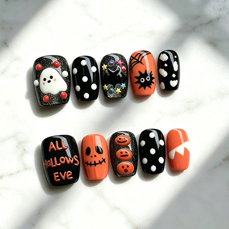 Festliches Halloween-Themen Press-On Nagelset Brehn