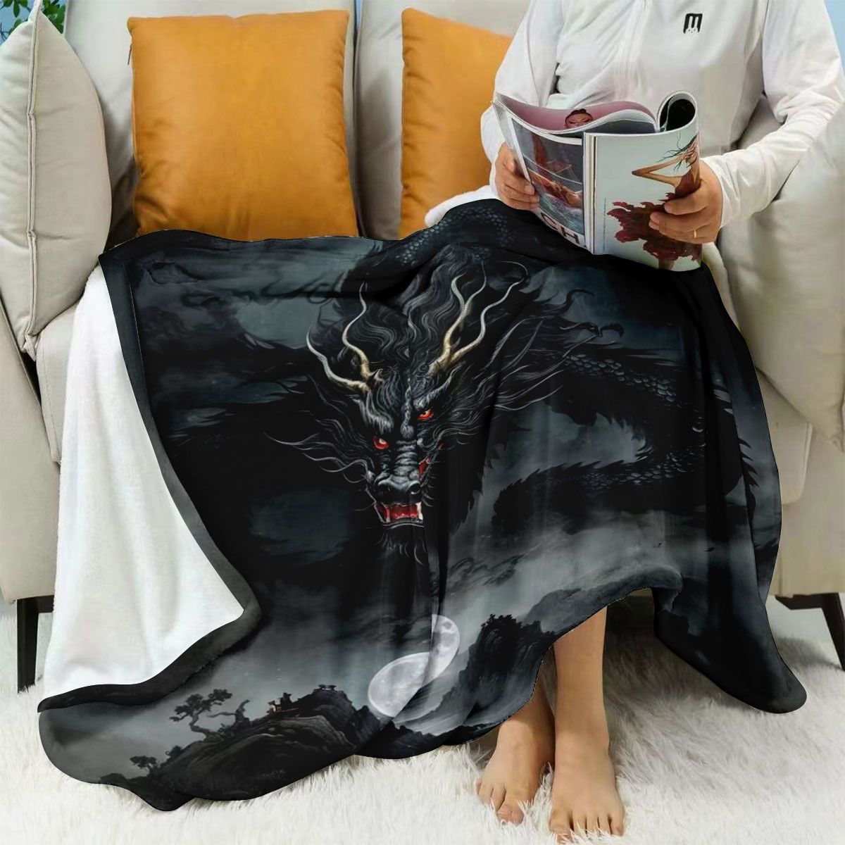 Künstlerische drachenthemen Fleece Decke