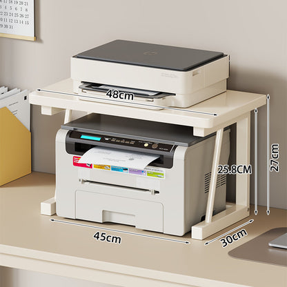 Desktop-Drucker- und Monitorständer mit erhöhtem Regalfach in Holzoptik und Metallrahmen