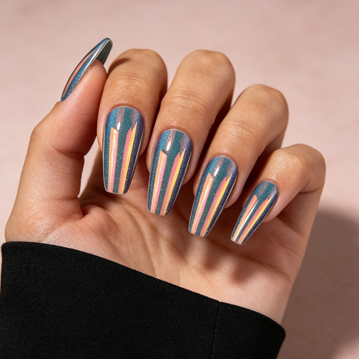 Glänzende lange Stiletto Presse-auf Nägel Brehn