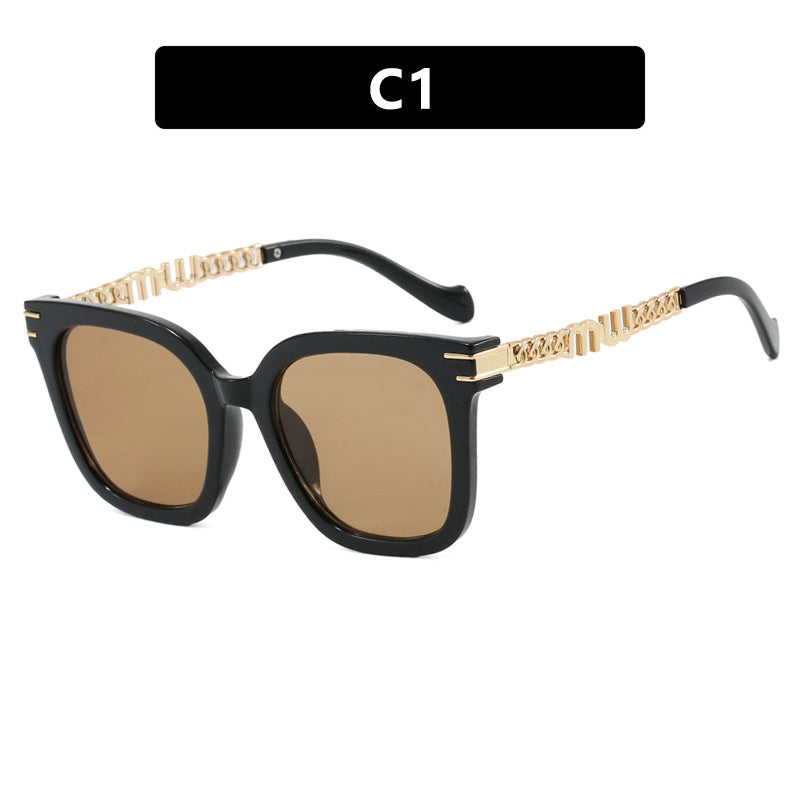 Damen trendige quadratische Sonnenbrille mit elegantem Rahmen und stylishem Goldakzent Brehn