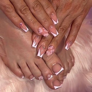 Floral French Tip Press-On Nail Set Brehn