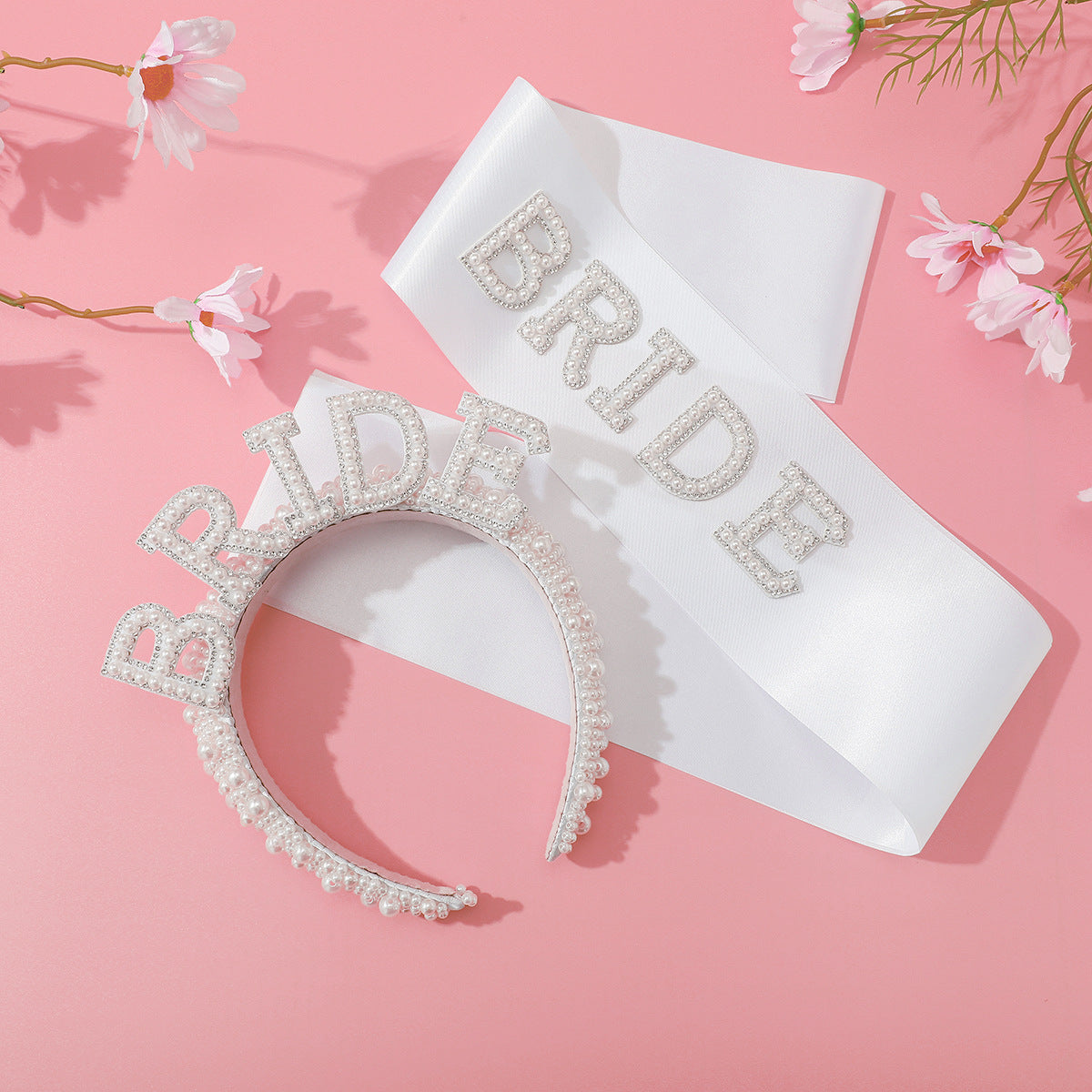Damen Braut-Satinband mit funkelnden Kristallen Brehn