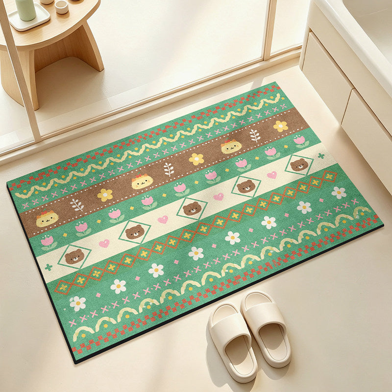 Weicher floral gemusterter Badezimmerteppich
