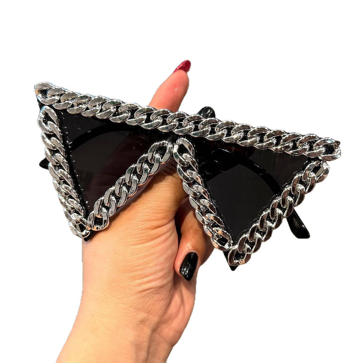 Damen trendige Sonnenbrille mit auffälligem Kettenrahmen Brehn