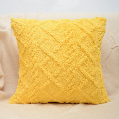 Plüschstrukturierter Sherpa quadratischer Wurfpillowbezug mit geometrischem Tufting