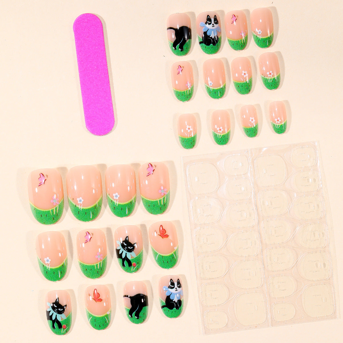 Verspielt katzenmotiviertes Nagelkunstset Brehn