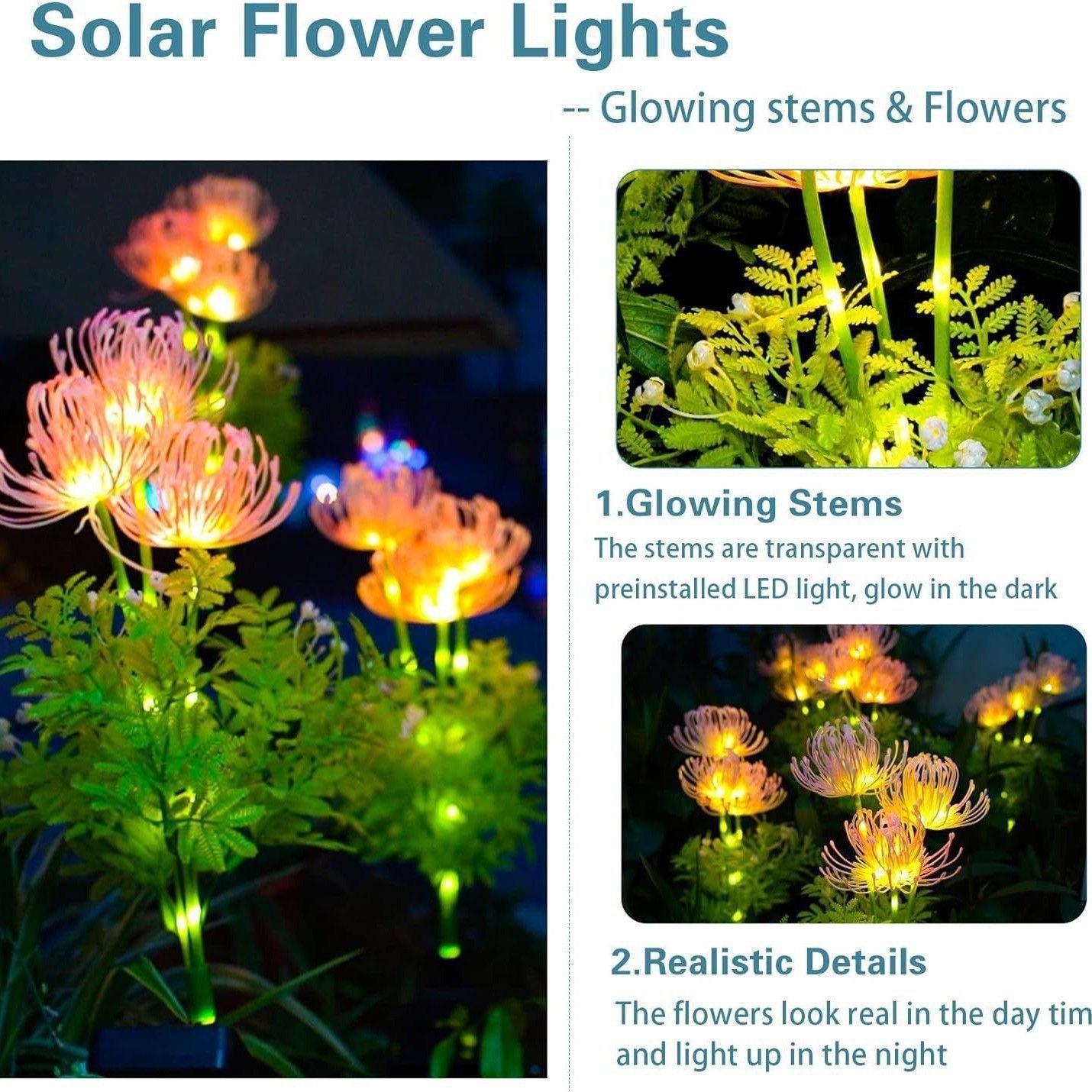 Beleuchteter floraler Stake-Cluster mit integrierten Solar-LED-Stielen Brehn