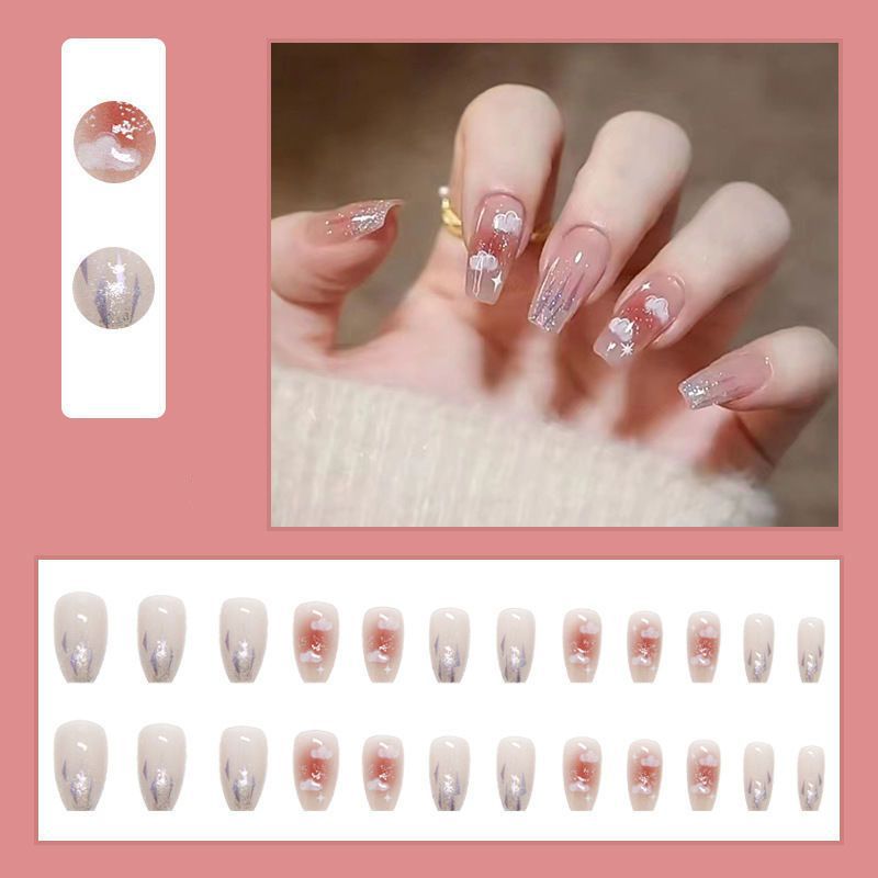 Premium dekorativer Frühlings-inspirierter Press-On Nagelset Brehn
