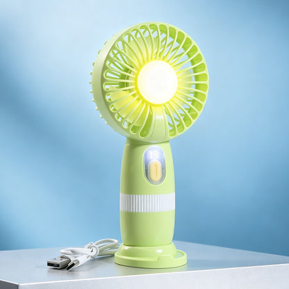 Damen tragbarer USB Handventilator mit LED-Leuchte und digitaler Temperaturanzeige Brehn