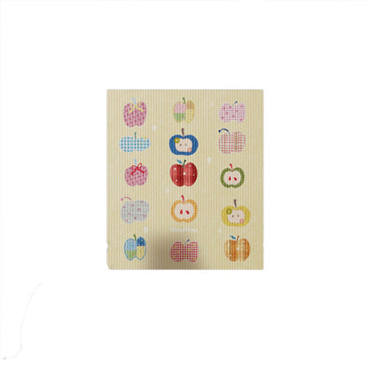Absorbent Ribbed Microfiber Multi-Purpose Kitchen & Pet Mat with Playful Apple Patchwork Print