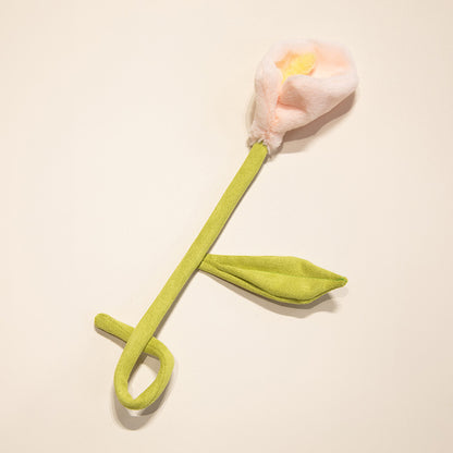 Plüsch Cordhosen Tulpe Katzenspielzeug mit flauschigem Pom-Bud & flexiblem Stiel Brehn