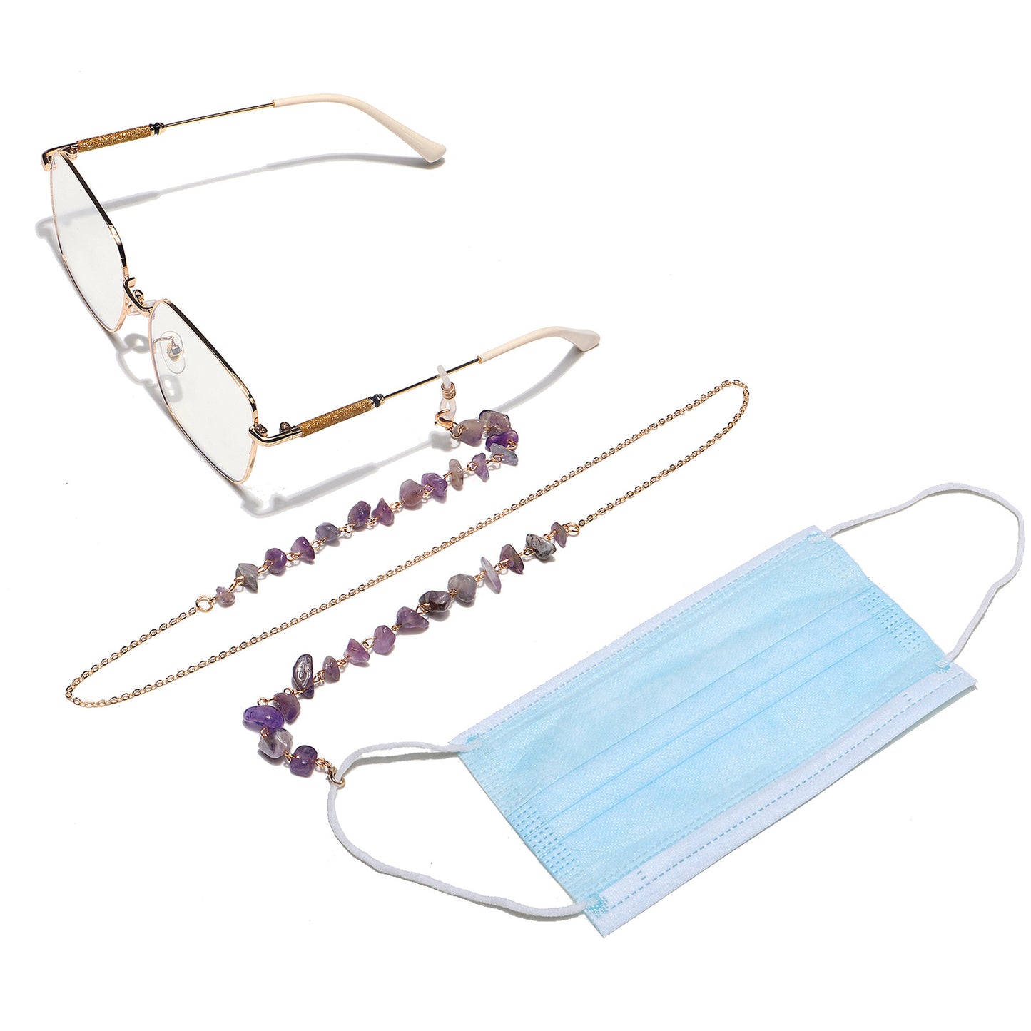 Natürliche Amethyst-Kristall-Brillenketten Brehn