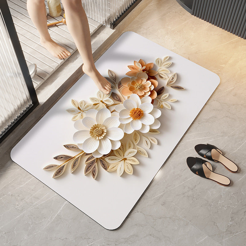 Künstlerisches Floral Design Badezimmermatte Brehn