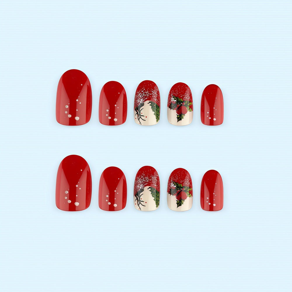 Weihnachtskunstnägel mit festlichem Glitzermuster und Weihnachtsmotiven Brehn