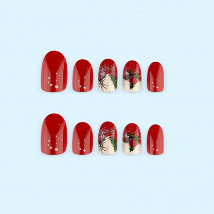 Weihnachtskunstnägel mit festlichem Glitzermuster und Weihnachtsmotiven Brehn
