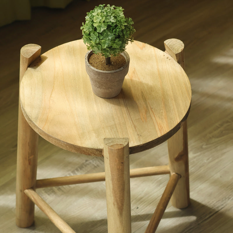 Rustikaler Holz-Hocker Brehn