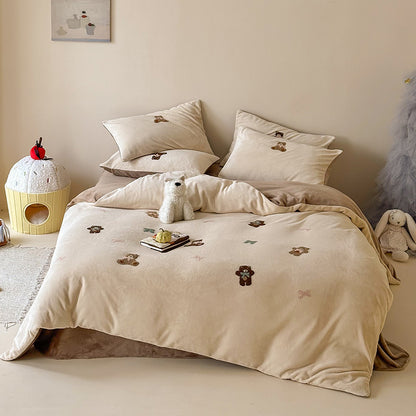 Bettwäsche-Set mit bestickten Cupcake-Motiven und weicher Baumwollmischung