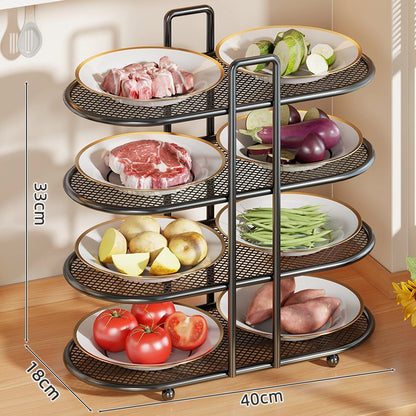 Vierstufiger Mesh-Küchenarbeitsplatten-Organizer-Rack