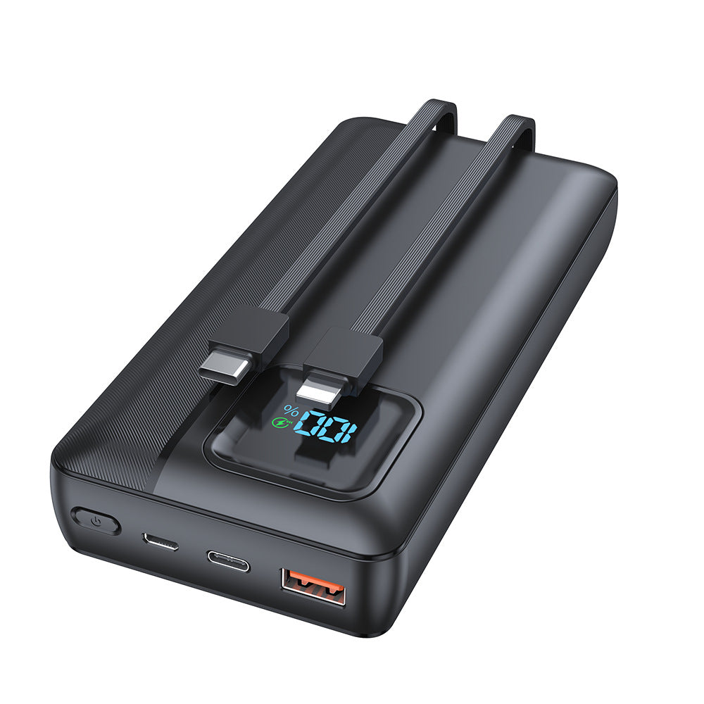 Powerbank mit Integrierten Ladekabeln und Digitaler Anzeige Brehn