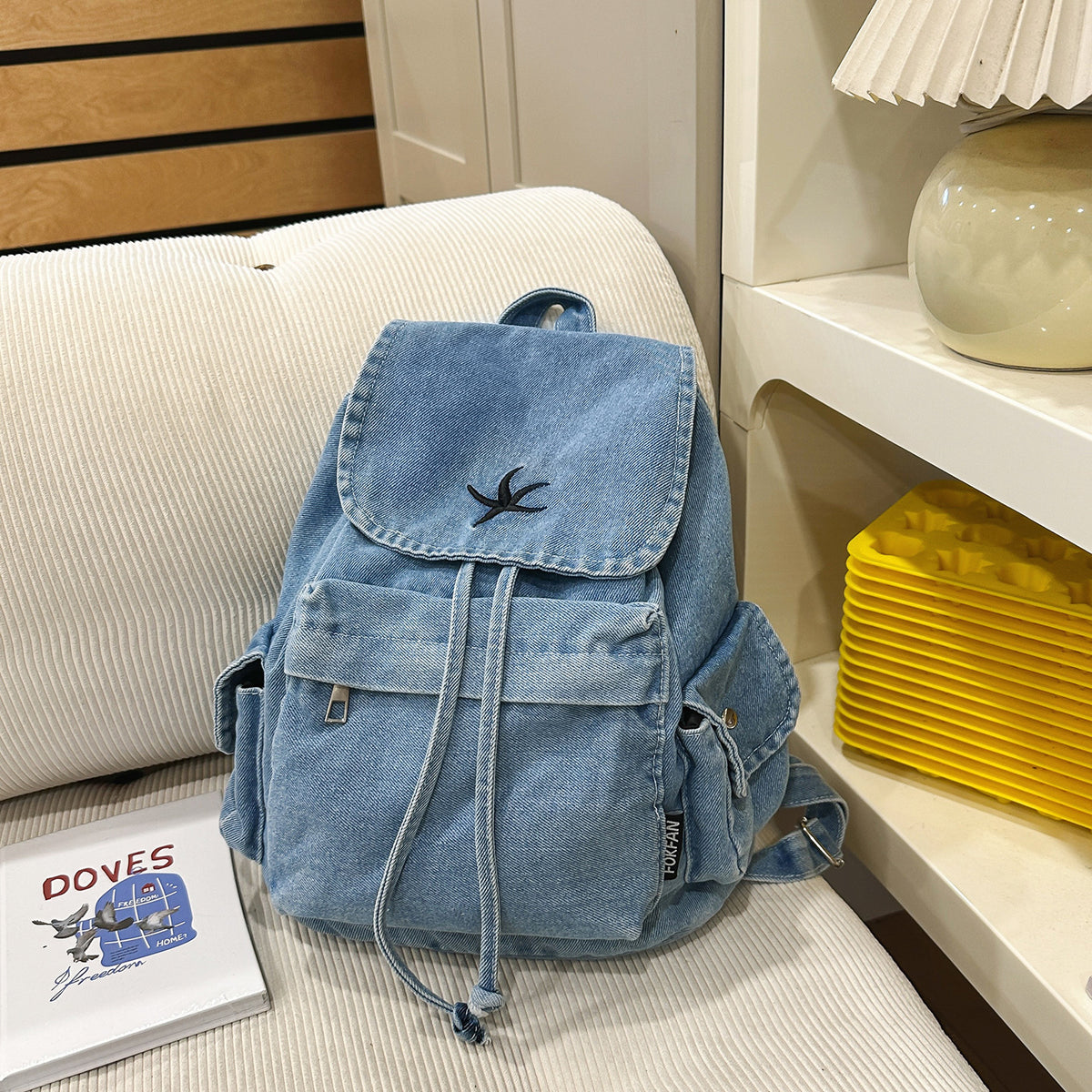Stylische Denim Zugbeutel Rucksack Brehn