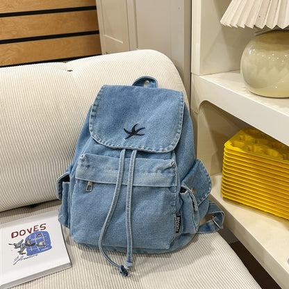 Stylische Denim Zugbeutel Rucksack Brehn