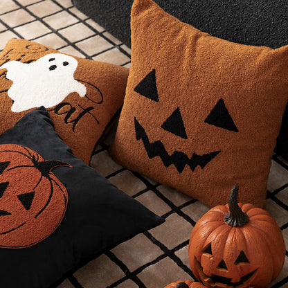 Quadratisches Dekoratives Kissen mit gesticktem Halloween‑Gespenst und Bouclé‑Oberfläche Brehn