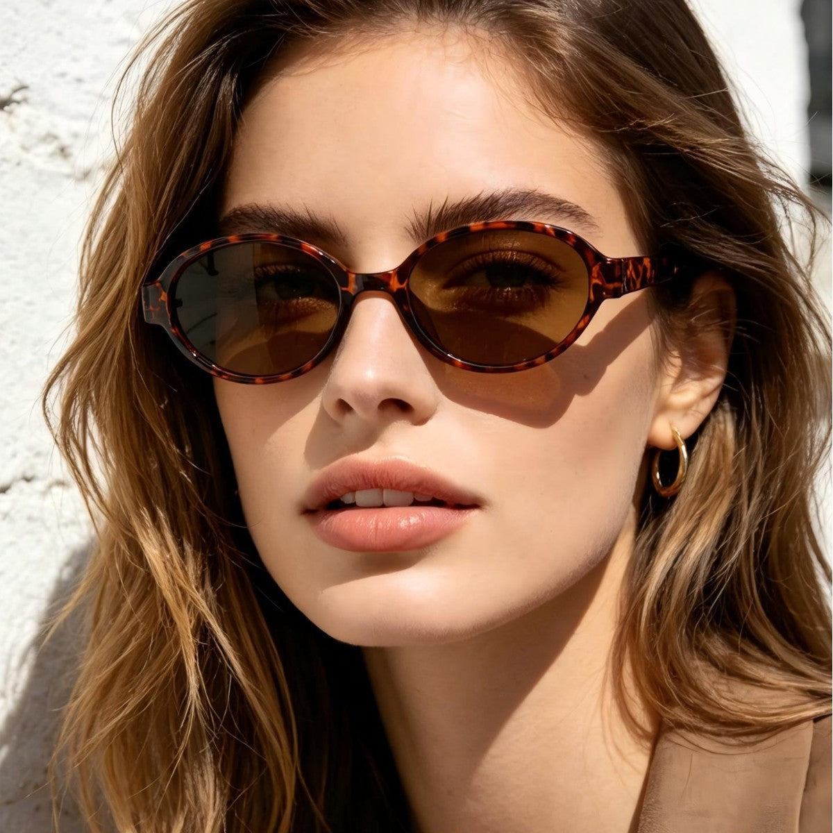 Damen modische ovalen Sonnenbrille mit tierischem Muster Brehn