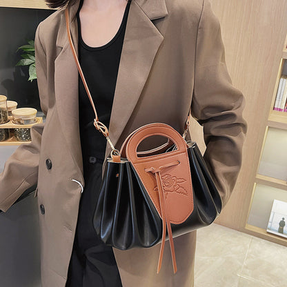 Leder Rose-beschmückte Handtasche