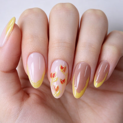 Elegante Florale Acryl Nagel Kunst Erweiterungen Brehn